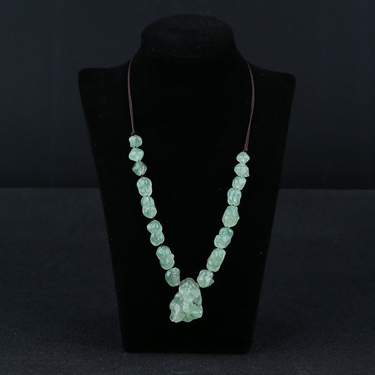 Natural Prehnite Gemstone Necklace, Adjustable Necklace, 1 Strand, 16-24 inch, 41g