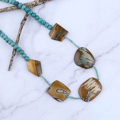 Gemstone Necklaces, Owyhee stone with Chrysocolla Necklaces,50cm,65g,Adjustable Necklace