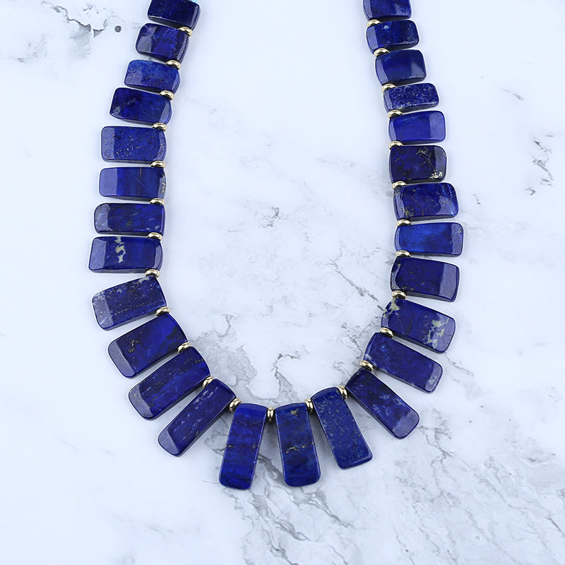 Lapis lazuil Gemstone Necklaces, Rectangle Shape Necklaces, Adjustable Necklace, 1 Strand, 20-28 inch, 70g