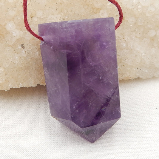 Natural Amethyst Pendant Bead 44x22x20mm, 39.5g
