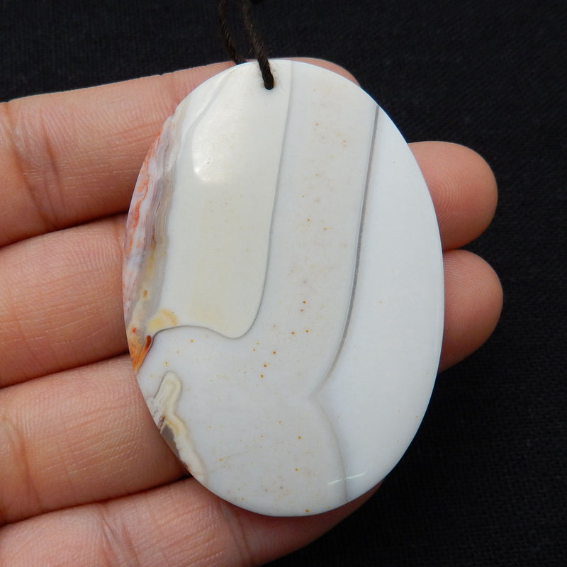 Natural Ocean Jasper Oval Gemstone Pendant Bead, 51x36x5mm, 15.7g - MyGemGarden