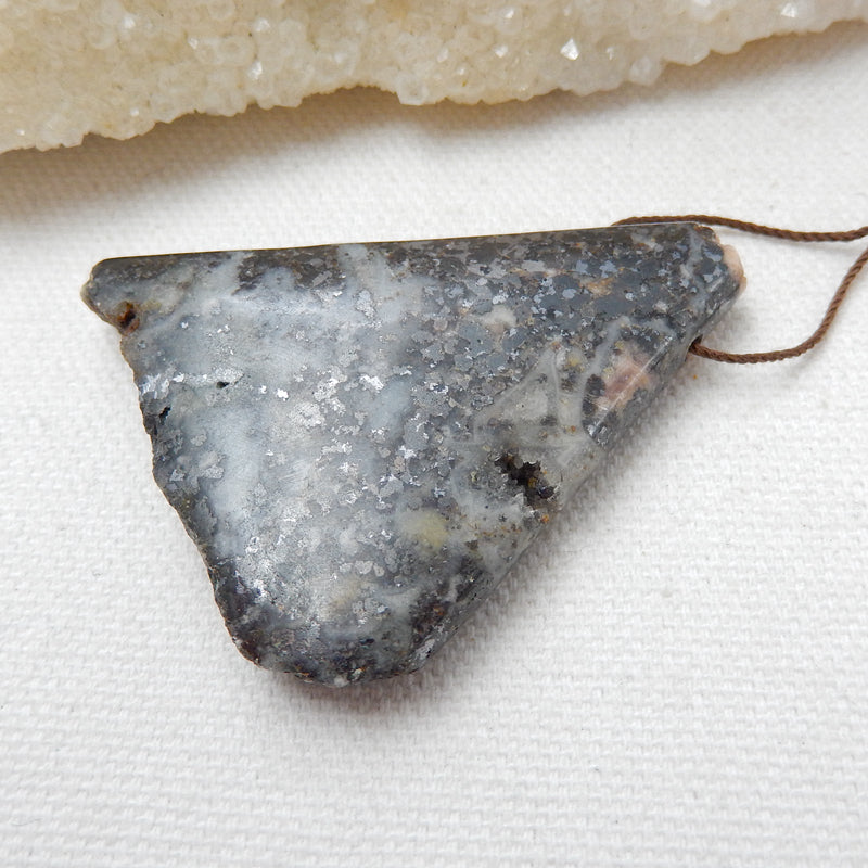 Natural Stone Argentina Rhodochrosite Drilled Gemstone Pendant Bead, 54x37x9mm, 29.7g - MyGemGarden