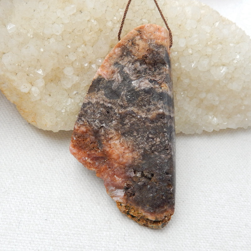 Natural Stone Argentina Rhodochrosite Drilled Gemstone Pendant Bead, 73x38x13mm, 46.7g - MyGemGarden
