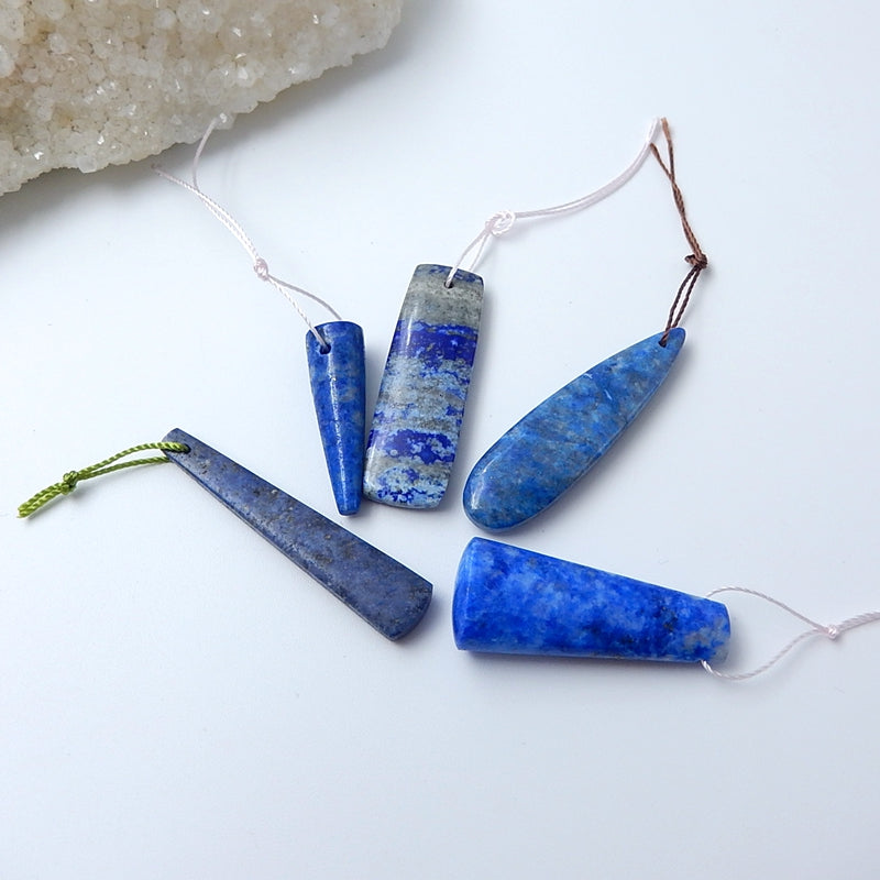 5 Pcs Natural Lapis Lazuli Pendant Beads - MyGemGarden