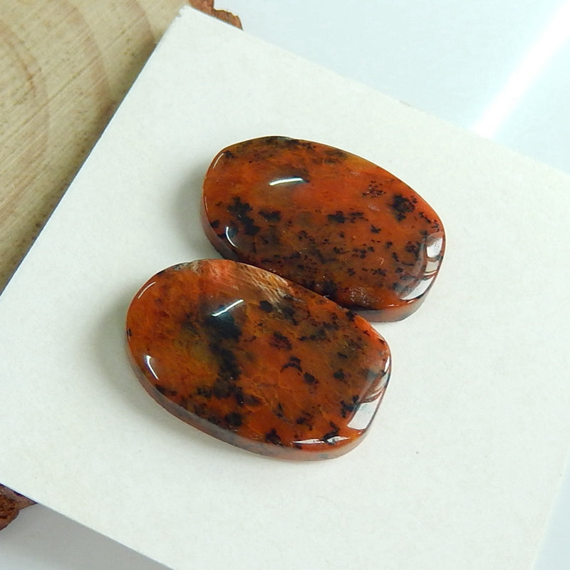 Natural petrified wood  Gemstone Cabochon Pair, 18x12x4mm, 3.3g - MyGemGarden