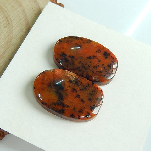 Natural petrified wood  Gemstone Cabochon Pair, 18x12x4mm, 3.3g - MyGemGarden