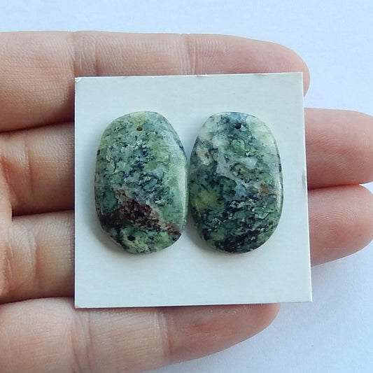 Natural Seraphinite Drilled Earrings Pair, 24x16x5mm, 5.7g - MyGemGarden