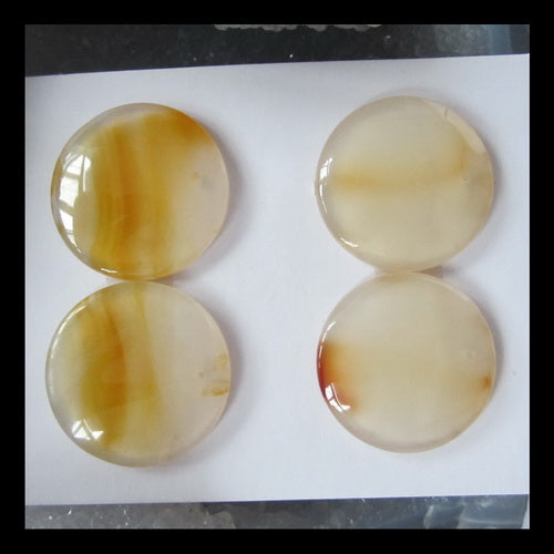 4pcs Agate 21mm round cabochons, 21x21x4mm, 22x22x4mm, 12g - MyGemGarden