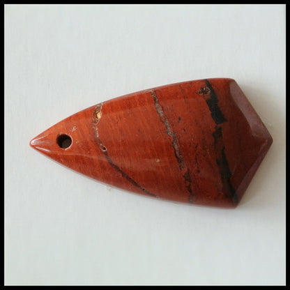Carved Red River Gemstone Pendant Bead, 32x17x7mm, 5.1g - MyGemGarden