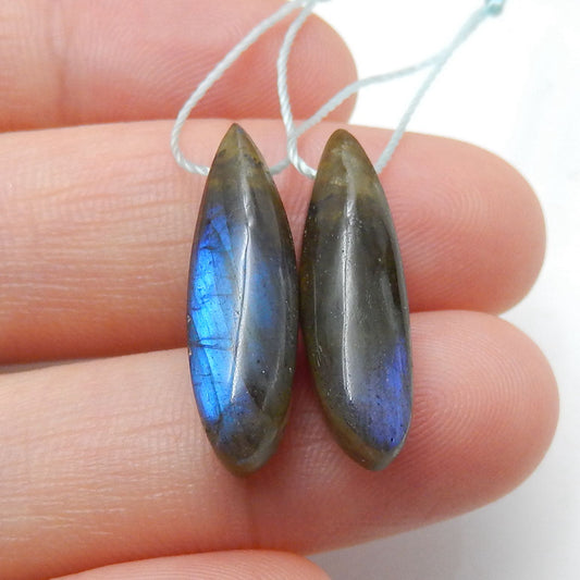 Natural Labradorite Drilled Stone Earrings Pair,s 22x8x7mm, 3.8g - MyGemGarden
