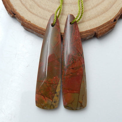 Natural Multi-Color Picasso jasper Earrings Pair, stone for Earrings making, 42x11x5mm, 7.3g - MyGemGarden