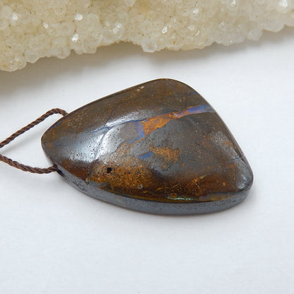 New, Natural Boulder opal Drilled Gemstone Pendant Bead, 37x26x9mm, 13.2g - MyGemGarden