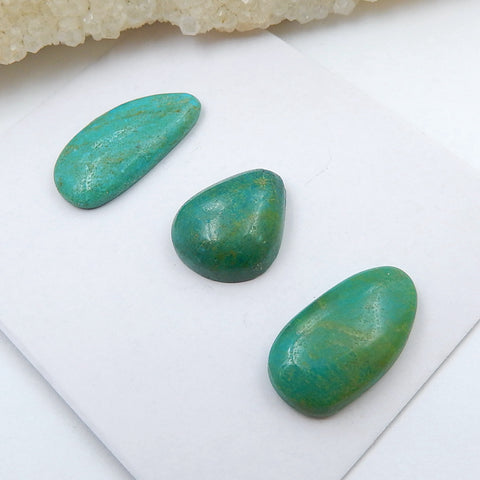 3 PCS Natural Turquoise Flatback Gemstone Cabochon, 22x11x4mm, 16x13x5mm, 5.7g - MyGemGarden