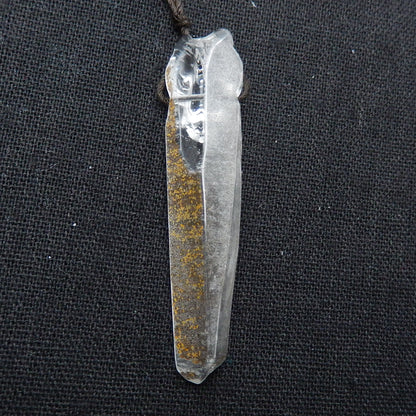 Carved Quartz Gemstone Tiger Pendant, Fashion Pendant, Animal Necklace Pendant, Unique Pendant, 59x14x12mm, 11.5g - MyGemGarden