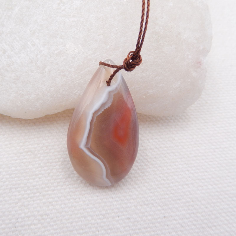 Natural Red Agate Pendant Bead 29x17x8mm, 5.0g