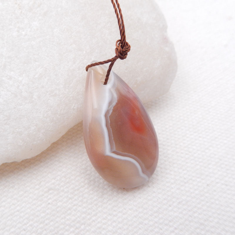 Natural Red Agate Pendant Bead 29x17x8mm, 5.0g