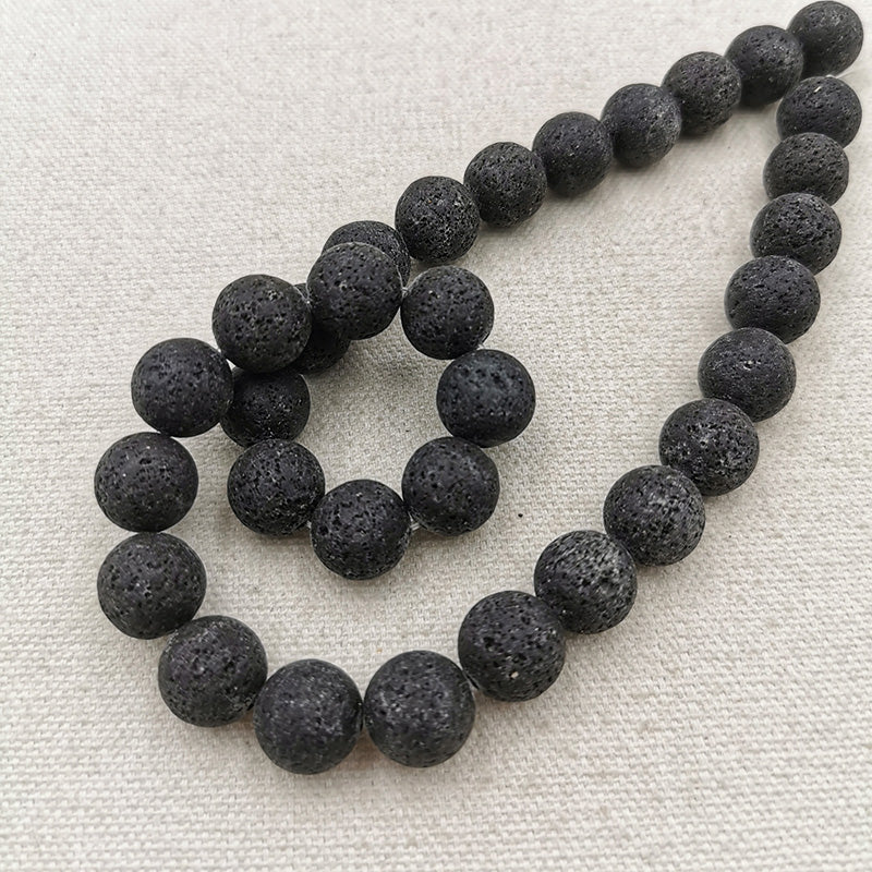 12mm lava rocks Beads Strand, Smooth Polished Round Loose Beads,83.3g