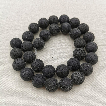 12mm lava rocks Beads Strand, Smooth Polished Round Loose Beads,83.3g