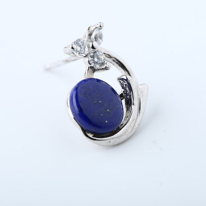 Natural Lapis Lazuli Ear Studs,925 Sterling Silver