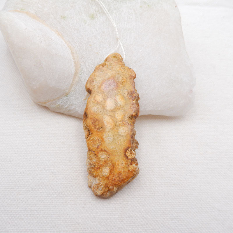 Natural Indonesian Fossil Coral Pendant Bead 76x27x9mm, 27.3g