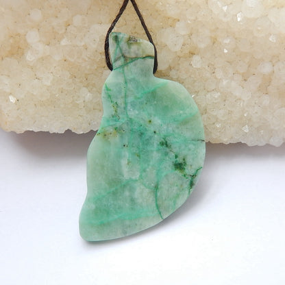 Handmade Chrysocolla Carved bird Pendant Bead, 40x25x7mm, 12.8g - MyGemGarden