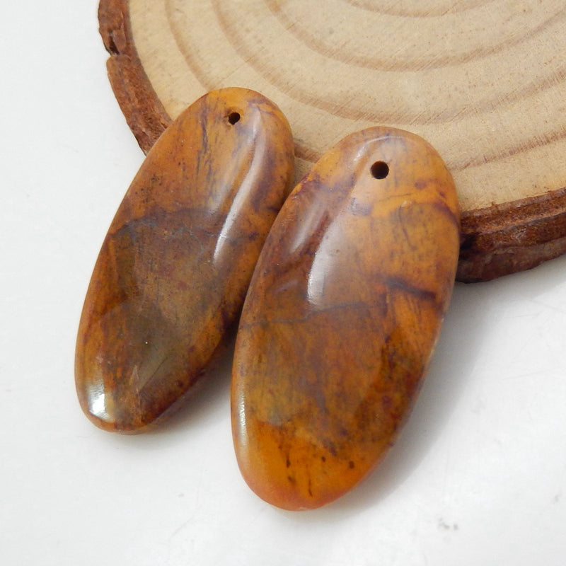 Mookaite Jasper Oval Earrings Stone Pair, stone for earrings making, 28x15x4mm, 5.2g - MyGemGarden