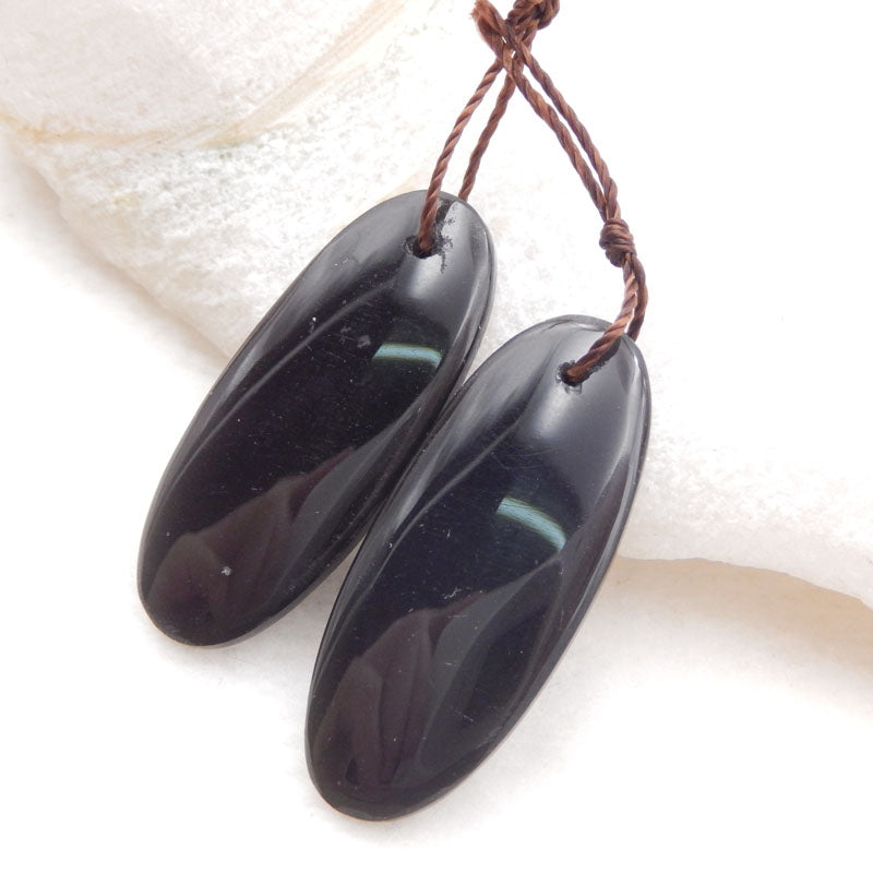 Natural Obsidian Earring Beads 29x12x4mm, 4.3g