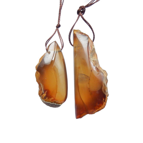 Natural Agate Drilled Earrings Pair 52x19x13mm, 38x17x13mm, 28.5g - MyGemGarden