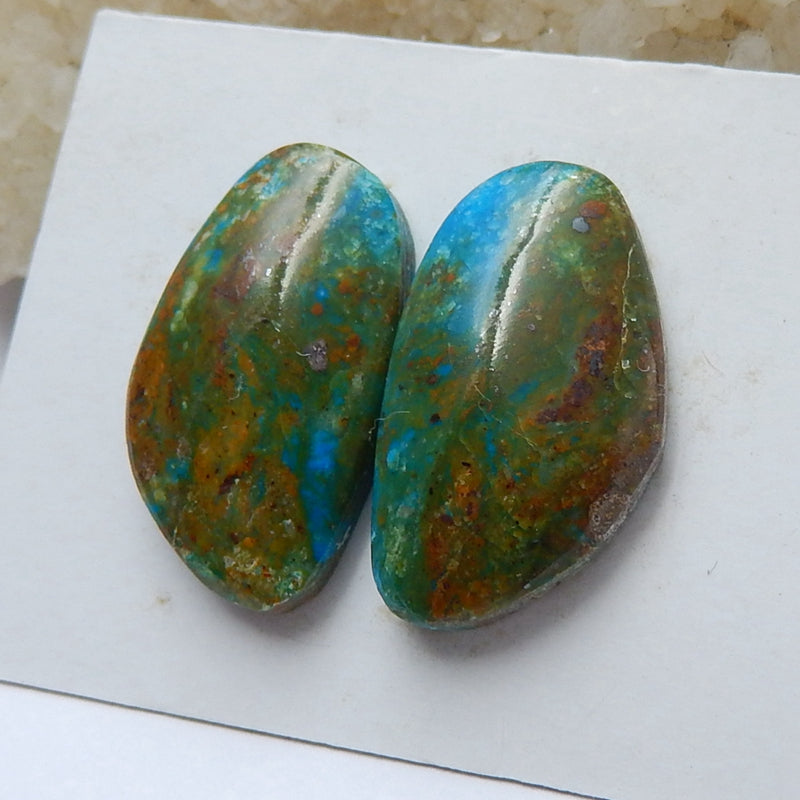 Natural Blue opal Gemstone Cabochon pair, 23x13x5mm, 4.7g - MyGemGarden