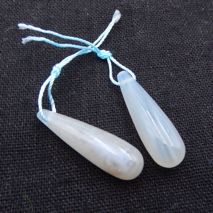 Natural White Agate Earring Beads 29X9mm, 5.7g