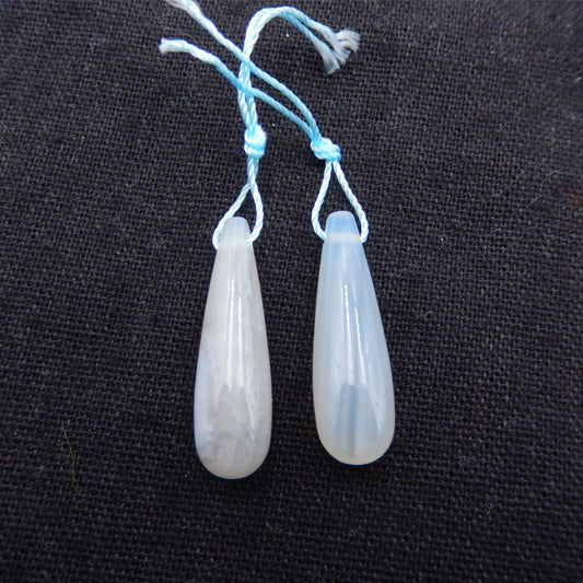Natural White Agate Earring Beads 29X9mm, 5.7g