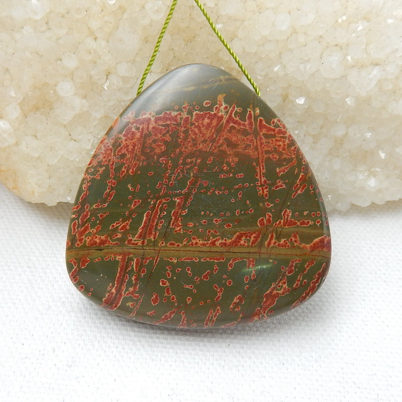 Natural Multi-Color Picasso jasper Drilled Pendant Bead, 47x48x11mm, 47.9g - MyGemGarden
