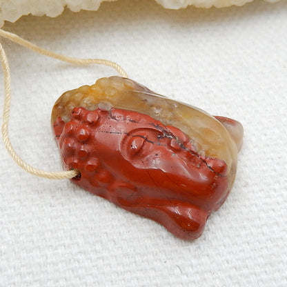 Red River Jasper Carved buddha head Pendant Bead, 24x17x7mm, 4.4g - MyGemGarden