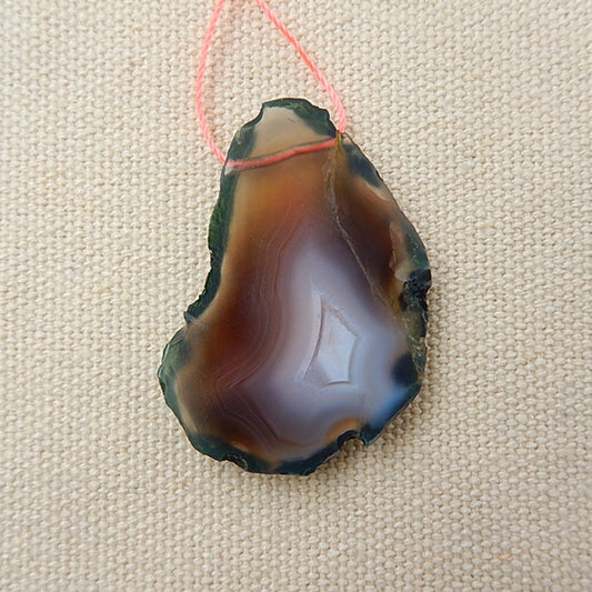Agate Gemstone Natural Pendant Bead, 39x26x5mm, 8.0g - MyGemGarden