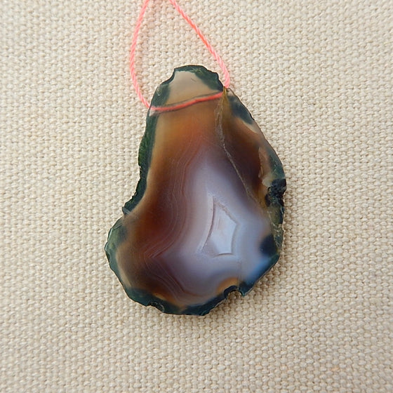 Agate Gemstone Natural Pendant Bead, 39x26x5mm, 8.0g - MyGemGarden