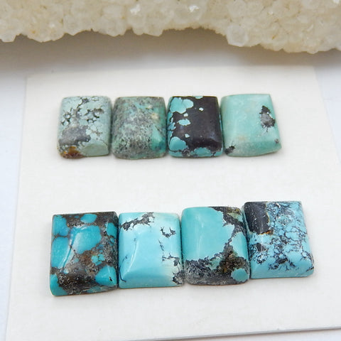 8 PCS Natural Turquoise Rectangle Flatback Gemstone Cabochon, 9x6x3mm, 3.5g - MyGemGarden
