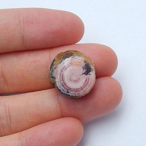 Natural Argentina Rhodochrosite Gemstone Cabochon, 16x14x10mm, 4.9g - MyGemGarden