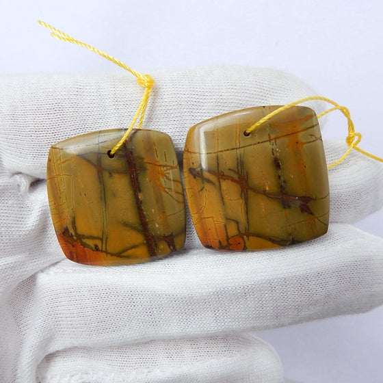 Muti Color Picasso Jasper Gemstone Natural Earrings Pair, 26x5mm, 11.3g - MyGemGarden