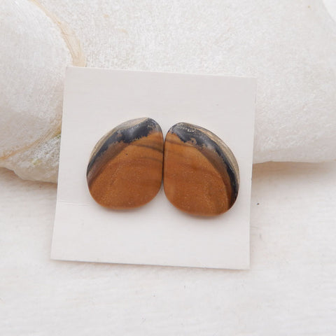 Paire de cabochons Us Biggs Jasper Gemstone, 19X15X3mm, 3.7g
