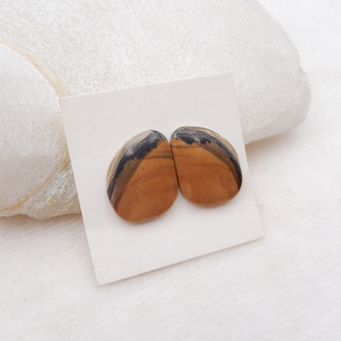 Paire de cabochons Us Biggs Jasper Gemstone, 19X15X3mm, 3.7g