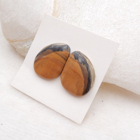 Paire de cabochons Us Biggs Jasper Gemstone, 19X15X3mm, 3.7g