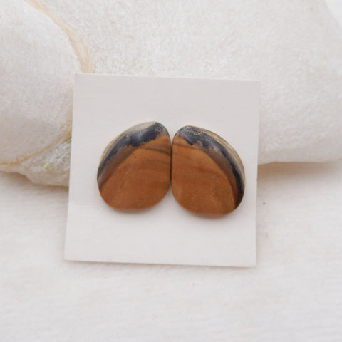 Paire de cabochons Us Biggs Jasper Gemstone, 19X15X3mm, 3.7g