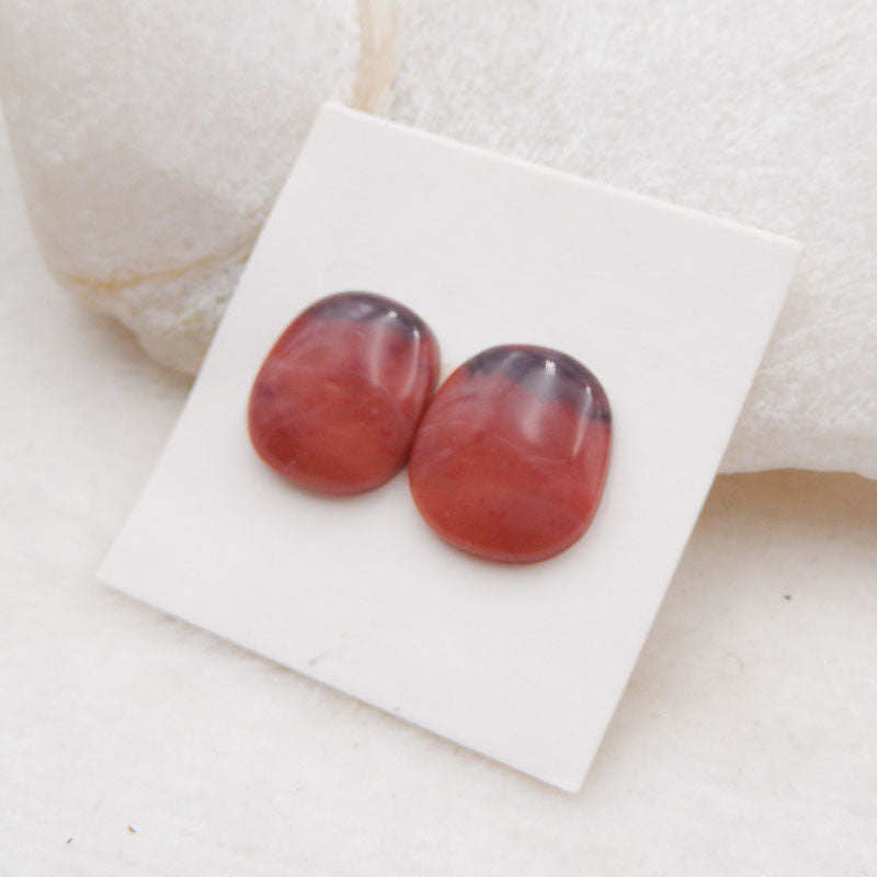 Natural Red River Jasper Cabochons Paired 15X13X4mm, 2.7g