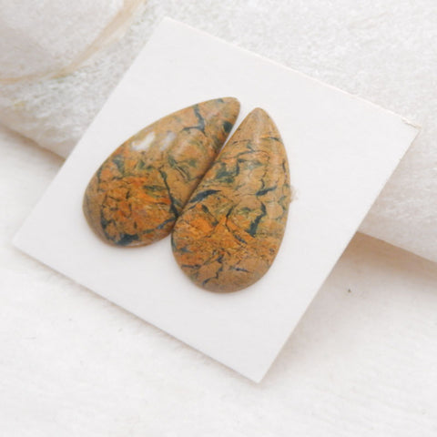 Natural Green Opal Cabochons Paired 25x14x3mm, 4.4g