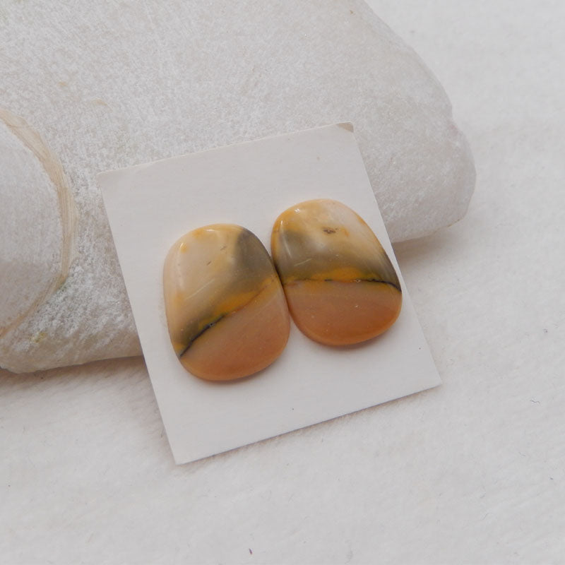 Natural Biggs Jasper Cabochons Paired 21X16X4mm, 5.2g