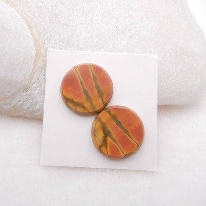 Natural Red Creek Cabochons Paired 18X3mm, 4.4g