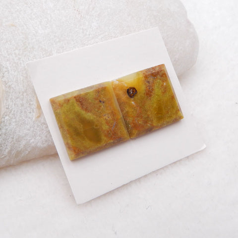 Natural Mushroom Jasper Cabochons Paired 17X3mm, 4.1g