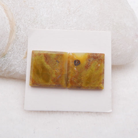 Natural Mushroom Jasper Cabochons Paired 17X3mm, 4.1g