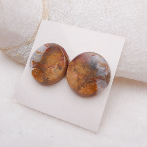 Natural Ocean Jasper Cabochons Paired 18x4mm, 4.9g