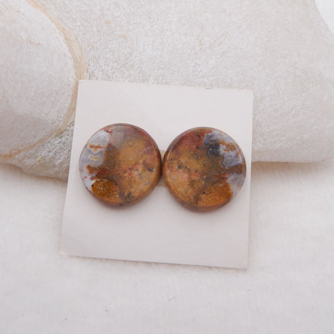 Natural Ocean Jasper Cabochons Paired 18x4mm, 4.9g